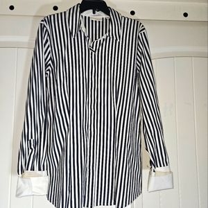 Eva Mendes NY&CO Stripped Women's Long Sleeve Button down Blouse Size Small